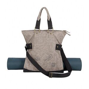 Manduka Tan and Black Yoga Tote Bag